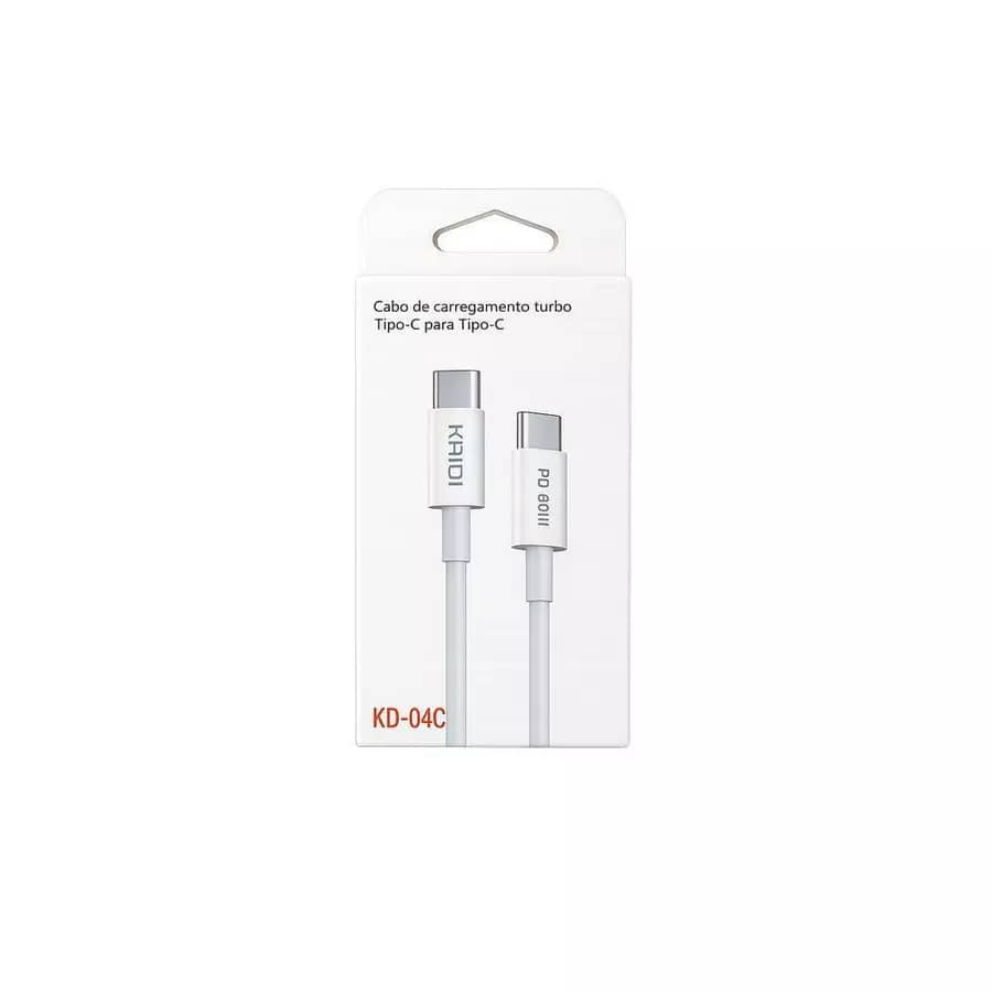 Cabo Carregador Tipo C para Tipo C - PD 60W 2 Metros Kaidi KD-04C