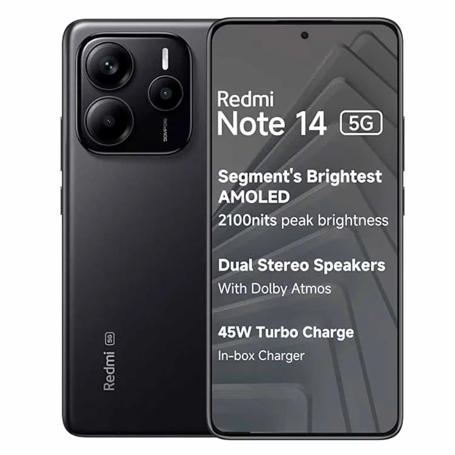Smartphone Xiaomi Redmi Note 14 5G 256GB 8GB RAM Dual SIM Tela 6.67" - Preto